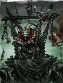 A Grey Seer being carried to war.