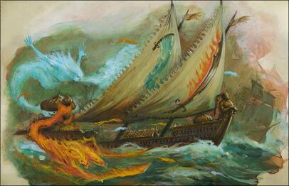 Flaming Scimitar Dreadfleet colour illustration