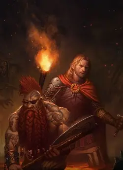 Gotrek e Felix, mentre scendono nella roccaforte perduta di Karak Otto Picchi.