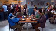 Ramona meets with Sheldon and the guys to talk to Sheldon about his earlier lecture.