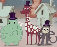 Hippopotamus, Giraffe & Monkey