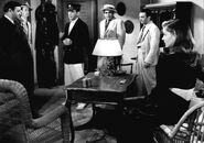 Left to right: Dan Seymour, Aldo Nadi, Humphrey Bogart, Sheldon Leonard, Marcel Dalio and Lauren Bacall in To Have and Have Not