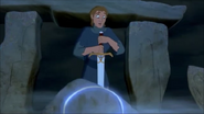 Arthur pulling out Excalibur.