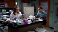 Sheldon assists Amy in her lab