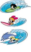 Blossom and her sisters surf