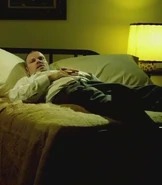 O'Brien lying on the bed and waiting to be entertained