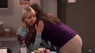 Amy hugs Ramona in gratitude for her motivating Sheldon to propose