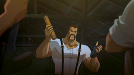 Sean showing off the A.R.E.S Explosives.