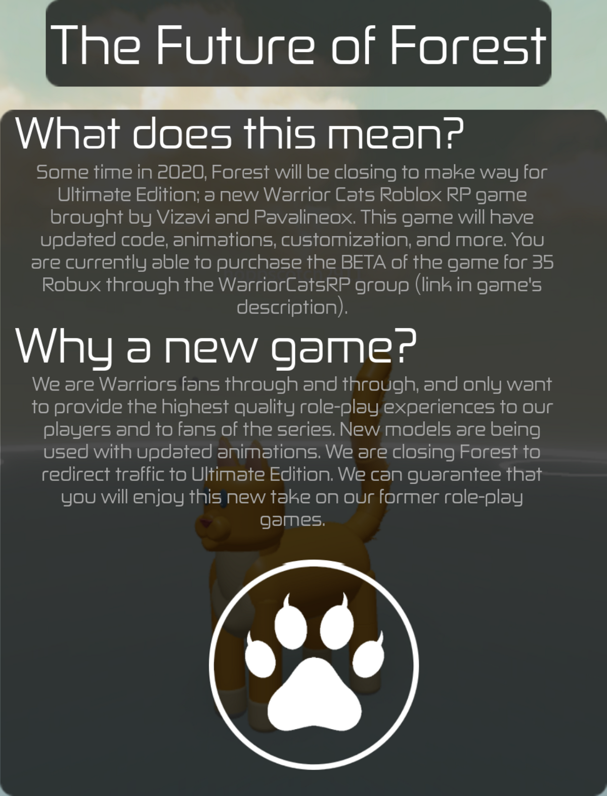 Introducing the official Warrior Cats game on Roblox