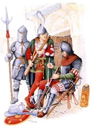 Венецциа3.jpg (864 КБ) Слева-направо: венецианский тяжеловооруженный воин с рункой, конец XV века; венецианский ополченец из "Чулочного клуба", конец XV века; арбалетчик из Северной Италии, который взводит арбалет с помощью рычага, конец XV века.