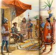 Испанцы (слева) и ацтеки.