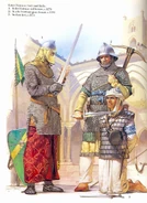 Норманны в Италии и Сицилии: 1. Итало-норманнский нобиль, 1170 г. 2. Сицилийско-норманнский стражник, 1180 г. 3. Сицилийский ополченец, 1175 г.