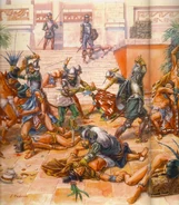 Резня конкистадорами ацтекской знати.