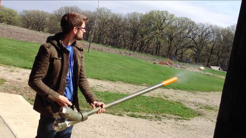 Ted shooting potato