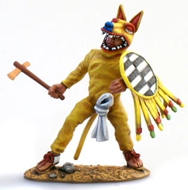 Aztec Coyote Defending with Axe