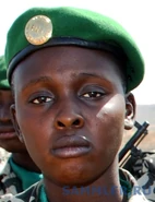 Пример ношение военнослужащим армии Мали современной эмблемы на берете.