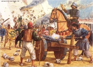 Сражение конкистадоров с ацтеками, 1521 год.