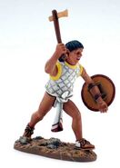 Aztec Charging with Axe in White Tunic & Loincloth