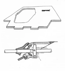 Схема раскроя лобового бронелиста и установки пушки в серийный "Хетцер".