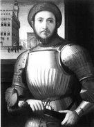 Flr.jpg (45 КБ) Портрет неизвестного флорентийского рыцаря, 1515 г. Показаны гофрированные доспехи, популярные на севере Италии начиная с XVI века.