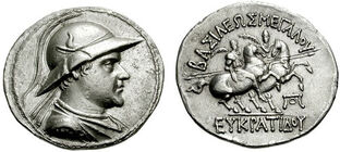 Greko-Bactrian Eukratides 170-145BC tetradrachm