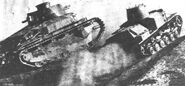 Лёгкий танк Тип 92 "Кей-Сенша" и средний танк Тип 89 "Йи-Го" на манёврах японской армии, середина 1930-х годов.