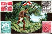 Trade Card Stamp Postman from Samoa 1900