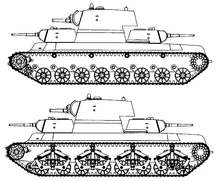 Боковые проекции двух вариантов танка.