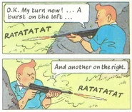 5ca0f69eba98167e.jpg (95 КБ) Тинтин в комиксе с оружием, похожим на STEN.