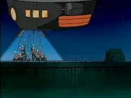 Люди Идей сбегают на своем дирижабле.