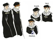 Фан-арт, изображающий участников церковного хора до того, как они стали Охотниками.