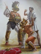 Финал боя гопломаха и мурмиллона.