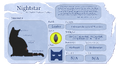 Nightstar (ShC)'s Warriors website fact sheet for The Prophecies Begin