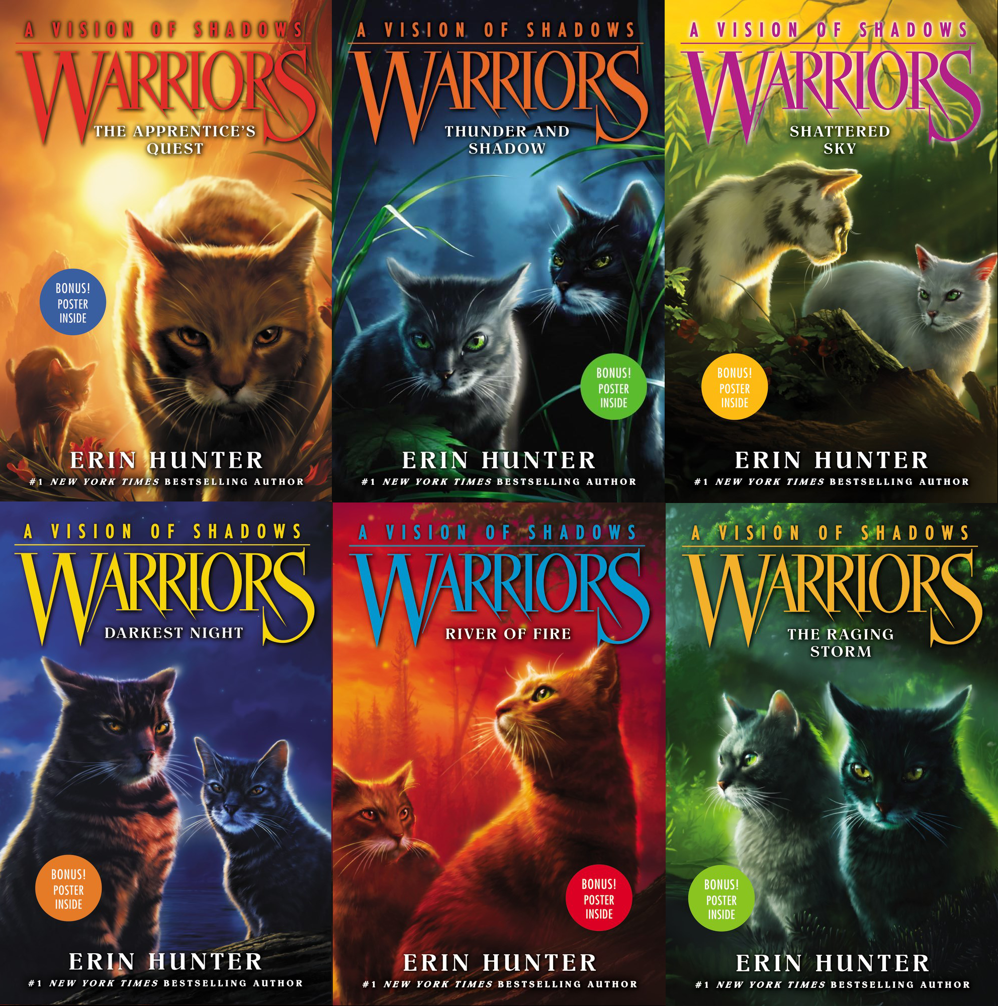 Warriors Cat Power of Three Book 1-6 Series 3 Book Collection Set By Erin  HunteR