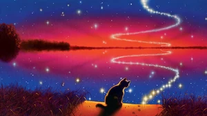 Leafpool witnessing starry pawprints on the lake