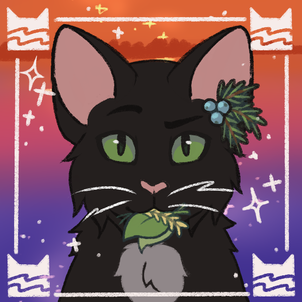 21329 - safe, artist:chatterfox, firestar (warrior cats), spottedleaf (warrior  cats), cat, feline, mammal, feral, warrior cats, bush, cloud, female,  flower, grass, holding, lavender, male, male/female, mouth hold, shipping,  sky, spottedfire (warrior cats)