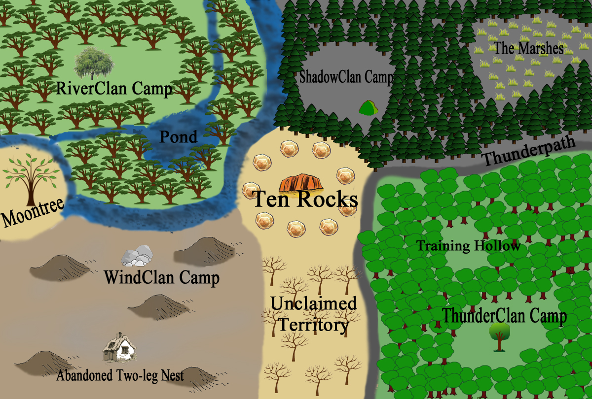 warrior cats thunderclan camp map