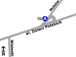 Schemat rozmieszczenia przystanków w zespole "Wiśniowa Góra"