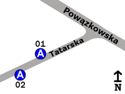 Schemat rozmieszczenia przystanków w zespole „Tatarska”