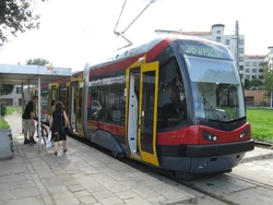 Tramwaj linii  na pętli Marymont-Potok ()