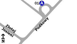 Schemat rozmieszczenia przystanków w zespole Aleksandrów