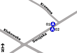 Schemat rozmieszczenia przystanków w zespole "Krzewna"