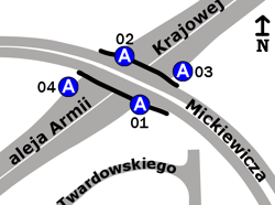 Schemat rozmieszczenia przystanków w zespole Osiedle Potok