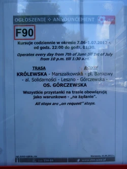 Informacja o linii na 