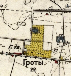 Groty na rosyjskiej mapie z  roku, widoczny park założony przez 