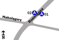 Schemat rozmieszczenia przystanków w zespole "Makolągwy"