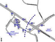 Schemat rozmieszczenia przystanków w okresie Wszystkich Świętych