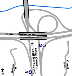 Schemat rozmieszczenia przystanków w zespole Koncertowa