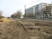 Teren oczyszczony pod budowę drugiej nitki alei, 7 kwietnia 2009