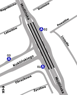 Schemat rozmieszczenia przystanków w zespole "Obrazkowa"